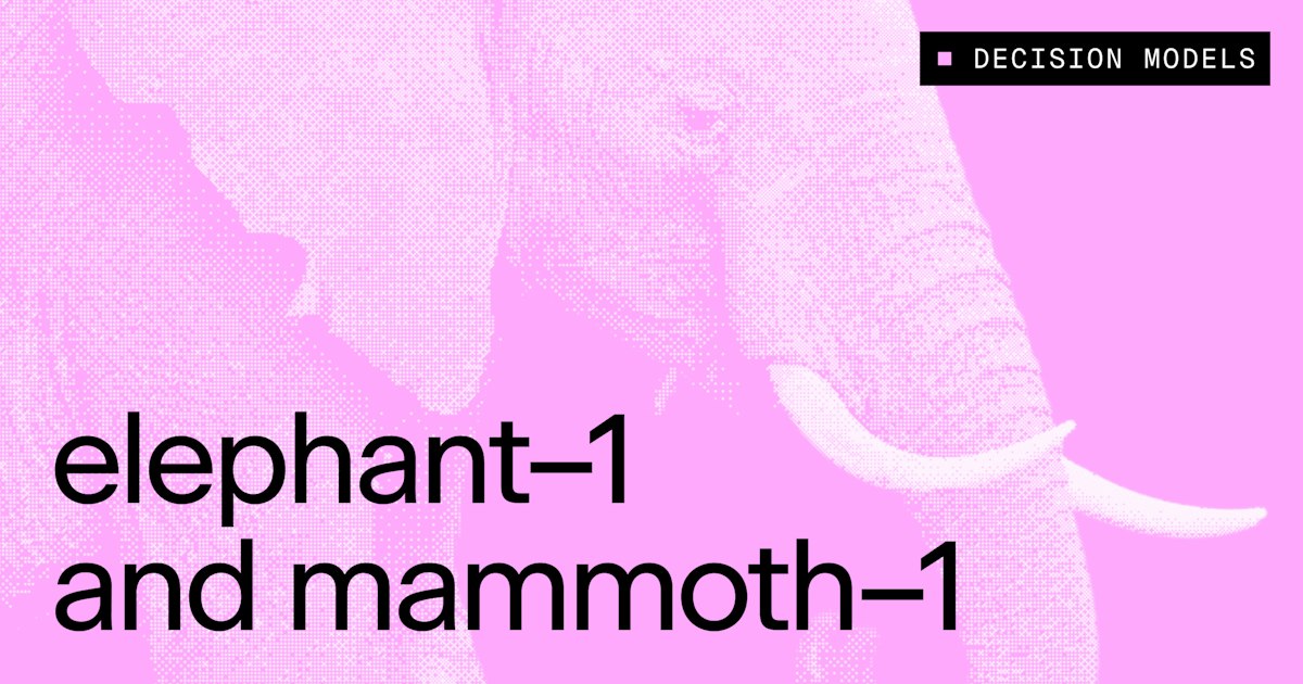 Baseten / Base Labs 官方配图：mammoth-1 与 elephant-1 决策模型
