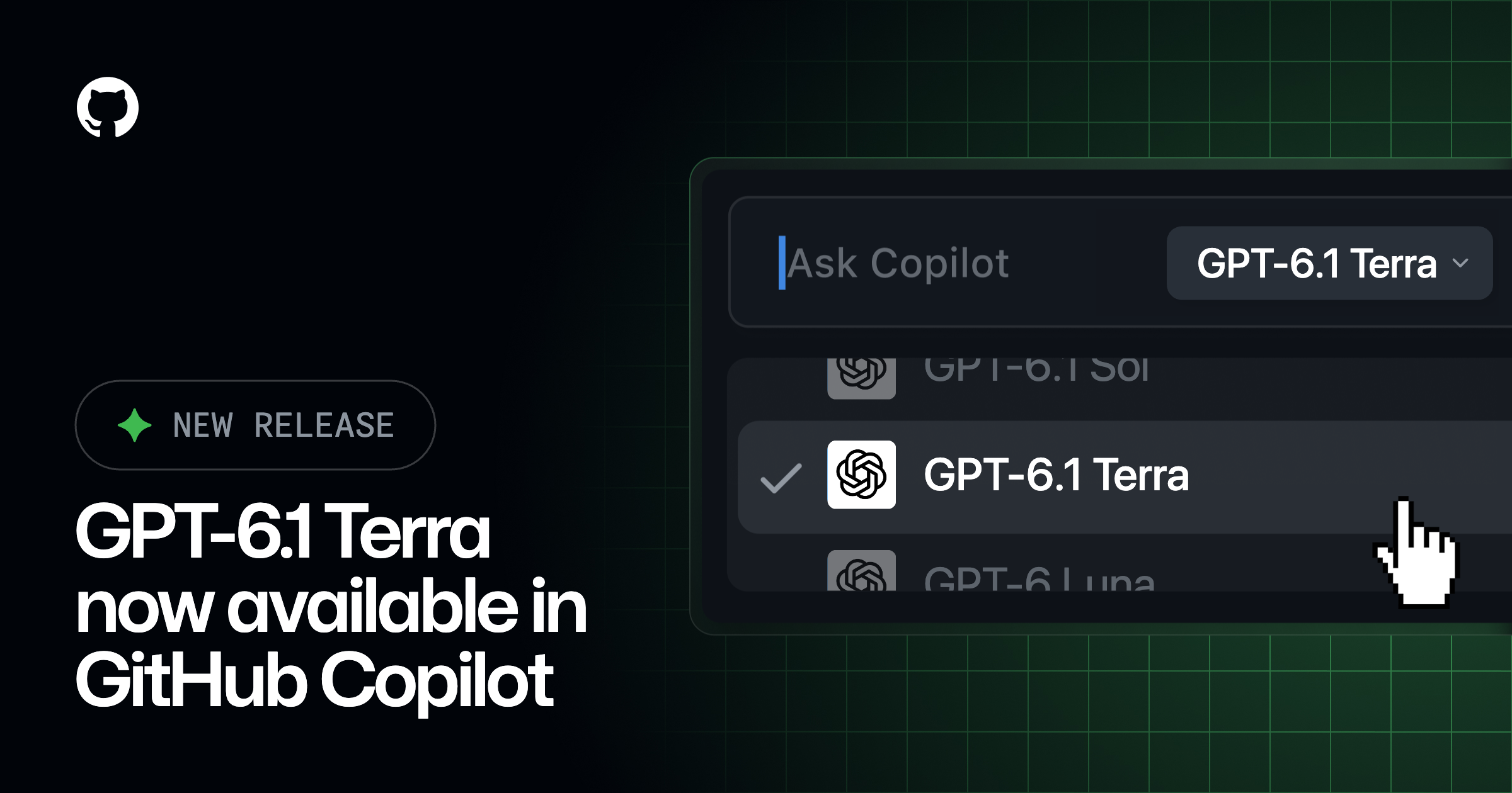 GitHub Changelog 社交卡片：GPT-6.1 Terra in GitHub Copilot