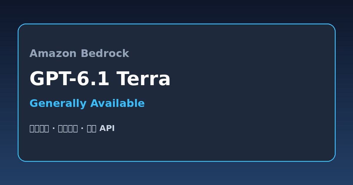 配图:Amazon Bedrock 上 GPT-6.1 Terra 正式可用