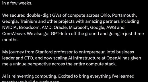 OpenAI compute leadership change Sachin Katti