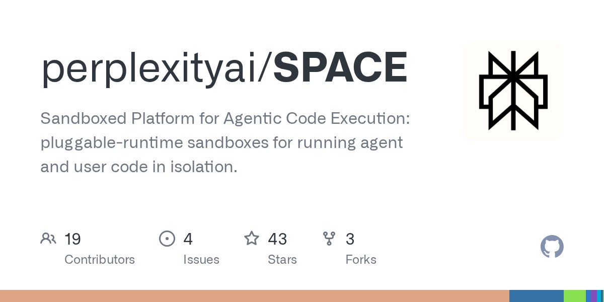 GitHub 仓库卡片：perplexityai/SPACE，Sandboxed Platform for Agentic Code Execution