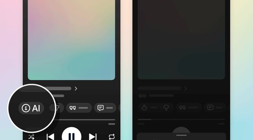 YouTube Music 播放页 AI 标签示意（YouTube 官方配图）